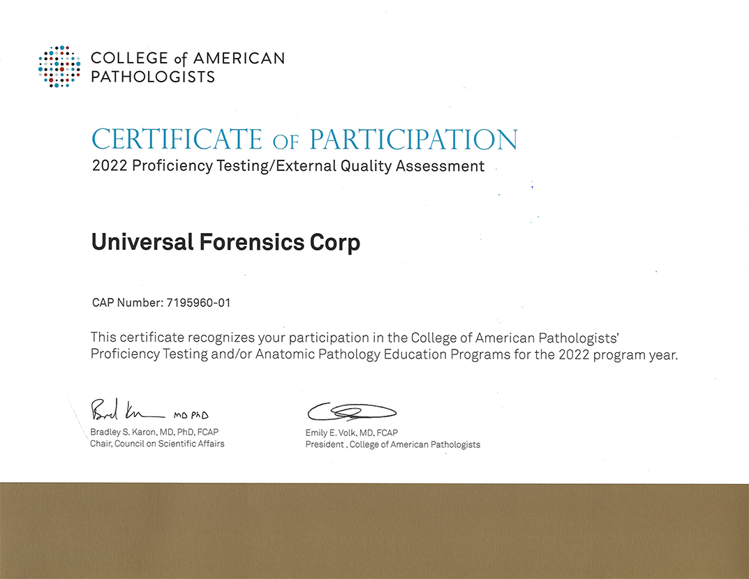College Of American Pathologists Certificate